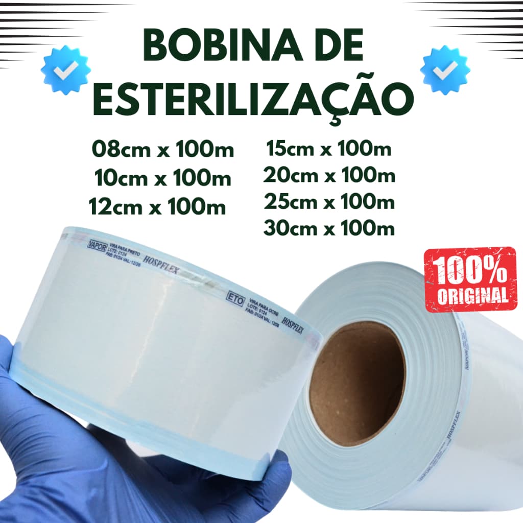 Papel Grau Cirúrgico Rolo para Esterilização Autoclave - Hospflex