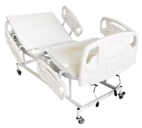 Cama Hospitalar Manual 2 Manivelas com Altura fixa do Leito e 6 posições Grades Luxo